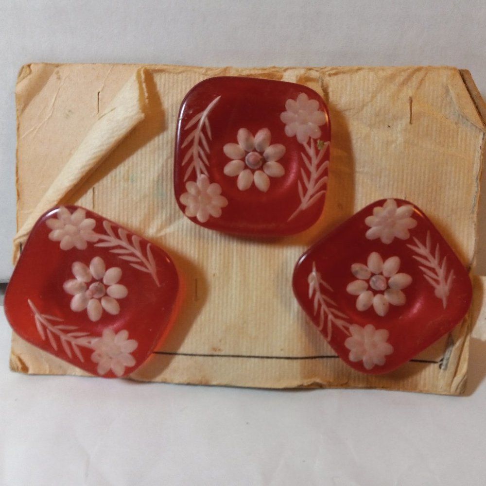 Antique Rose colored  (Bakelite/Lucite?) Buttons Cottagecore Grandmacore